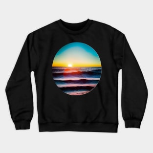 Pacific Sunset Ocean Wave Scene - Sea Life Crewneck Sweatshirt